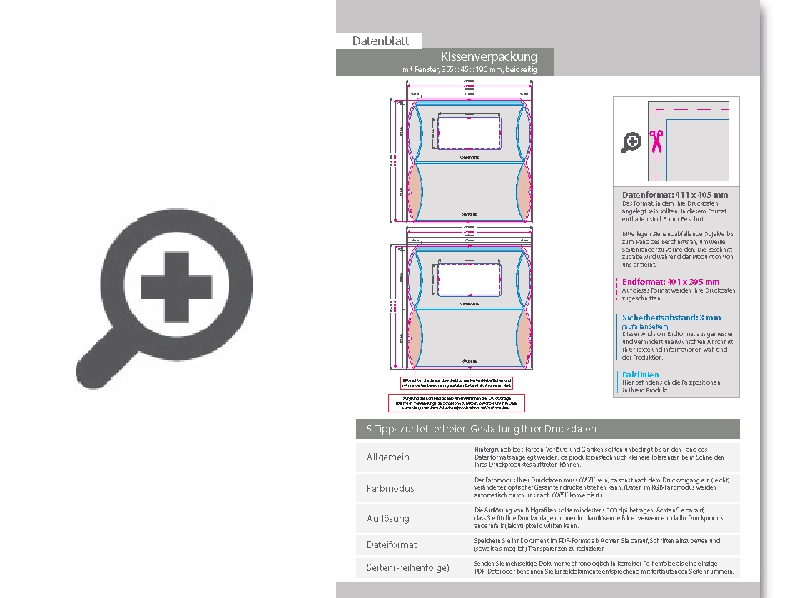 Product Bild kissenverpackung_(35_5_cm_x_4_5_cm_x_19_cm)_beidseitig_bedruckt_5_4-farbig_(cmyk_+_sonderfarbe)_mit_gestanztem_fenster